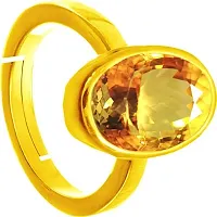 JEMSKART Natural Yellow Topaz Gemstone Gold Plated Ring 5.00 Carat / 6.25 Ratti (Sunela Stone Ring) Lab Certified Adjustable Ring in Panchdhatu for Men and Women, Sunhela Stone Ring-thumb1