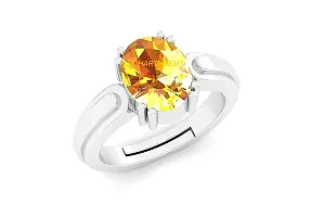 Sidharth Gems 14.25 Ratti 13.00 Carat Unheated Untreatet A+ Quality Natural Yellow Sapphire Pukhraj Gemstone Silver Plated Ring for Women's and Men's {Lab Certified}-thumb1