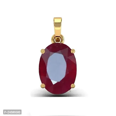 Sidharth Gems Certified 10.25 Ratti / 9.00 Carat A+ Quality Natural Ruby Manik Ashtadhatu Gold Plated Pendant/Locket Gemstone by Lab Certified(Top A+) Quality-thumb0