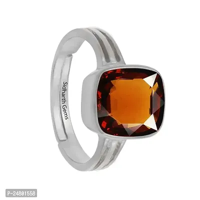 Sidharth Gems Gomed Ring 5.25 Ratti 4.00 Carat Natural and Certified Hessonite Garnet (Gomed) Astrological Gemstone Adjustable for Men and Women-thumb2