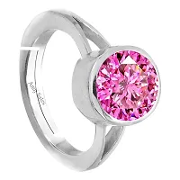 SIDHARTH GEMS 13.25 Ratti 12.25 Carat Natural Pink Zircon Stone Adjustable Ring American Diamond Original Certified Gemstone Silver Plated Panchdhatu  Ashtadhatu Ring for Men and Women-thumb1