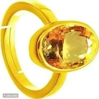 JEMSKART 9.25 Ratti 8.00 Carat Original Oval Shape sunela Stone Gold Plated Ring Original sunehla Stone Citrine Topaz Stone for Unisex-thumb2