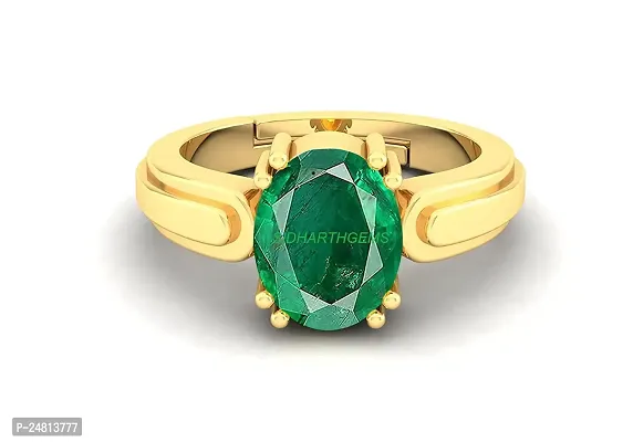 SIDHARTH GEMS Certified Natural 3.25 Carat Zambian Emerald Panna Silver Plated Astrological Purpose Adjustable Ring for Women's and Men's-thumb4