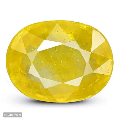 Sidharth Gems 10.25 Ratti/9.20 Carat AAA Certified Natural Yellow Sapphire Silver Plated Pendant/Locket for Men and Women-thumb2