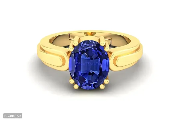 SIDHARTH GEMS Unheated Untreatet 18.00 Carat AAA+ Quality Natural Blue Sapphire Neelam Gold Plated Adjustable Gemstone Ring for Women's and Men's {Lab - Certified}-thumb3