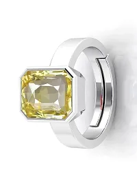 Sidharth Gems 7.25 Ratti 6.25 Carat Unheated Untreatet A+ Quality Natural Yellow Sapphire Pukhraj Gemstone Silver Plated Ring for Women's and Men's {Lab Certified}-thumb2