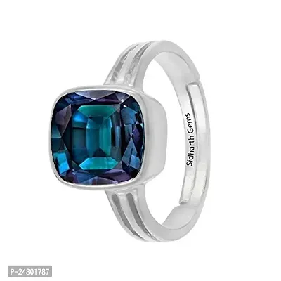 Sidharth Gems 10.25 Ratti Color Changing Alexandrite Ring Silver Plated Lab Created AAA Quality Excellent Shinning Stone-thumb4