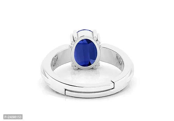 SIDHARTH GEMS Blue Sapphire Silver Plated Ring 16.25 Ratti 15.00 Carat Unheated and Untreated Neelam Natural Ceylon Gemstone for Men and Women-thumb5