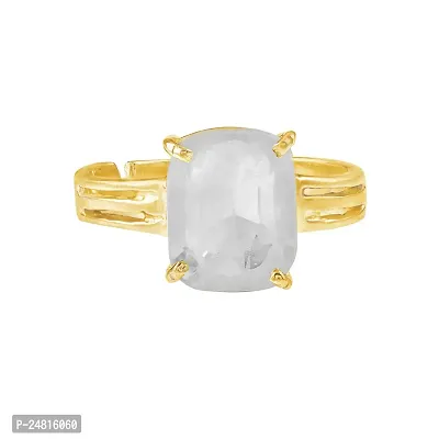 JEMSKART 9.25 Ratti 8.00 Carat AA++ Quality Certified Adjaistaible Gold Plated Ring Unheated Untreated Natural White Sapphire Pukhraj Loose Gemstone by Lab Certified-thumb2