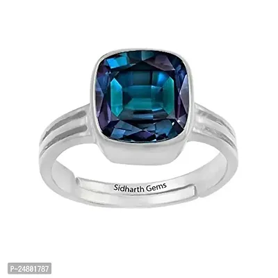 Sidharth Gems 10.25 Ratti Color Changing Alexandrite Ring Silver Plated Lab Created AAA Quality Excellent Shinning Stone-thumb0