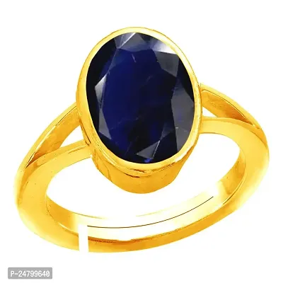 Sidharth Gems 11.25 Ratti 10.00 Carat Lab - Certified Unheated Untreatet AAA+ Quality Natural Blue Sapphire Neelam Gold Adjustable Gemstone Ring for Women's and Men's