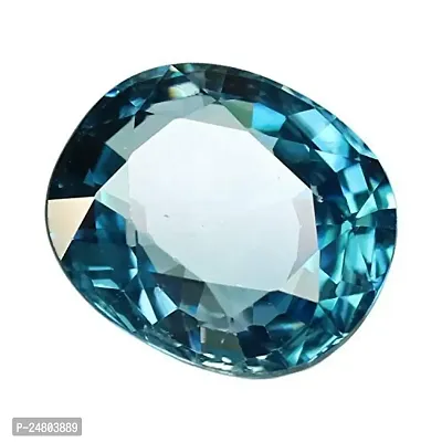 Sidharth Gems 7.25 Ratti Natural Blue Zircon Certified Precious Loose Gemstone with Excellent Cut Shape Stone for Men's and Women's