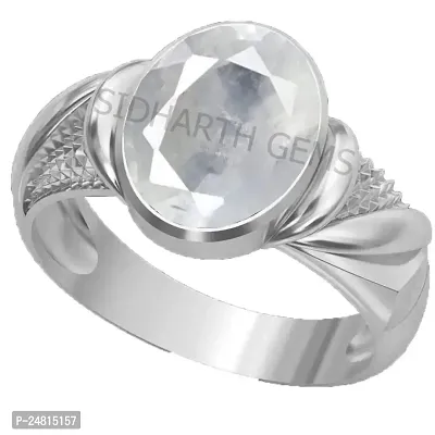 SIDHARTH GEMS 15.00 Ratti / 14.50 Carat Silver Ring Natural White Sapphire Stone Certified Safed Pukhraj Adjaistaible Ring Birthstone Precious Loose Gemstone Men and Women,s (Lab Certified)