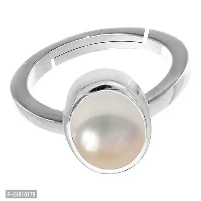 JEMSKART 7.25 Ratti 6.00 Carat Natural Pearl Certified moti Adjustable panchhdhaatu/Ashtadhatu Silver Plated Ring for Men and Women-thumb3