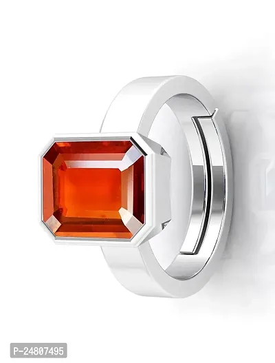 Sidharth Gems 14.00 Carat Certified A+ Quality Natural Hessonite Garnet Gomed Adjustable Silver Ring Loose Gemstone for Women's and Men's-thumb3