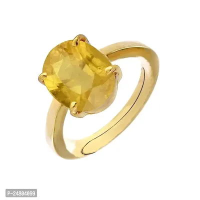 Sidharth Gems Certified Unheated Untreatet 3.25 Ratti 2.75 Carat A+ Quality Natural Yellow Sapphire Pukhraj Gemstone Gold Plated Ring for Women's and Men's