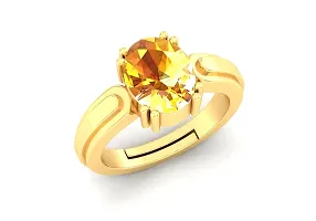 Sidharth Gems 14.25 Ratti 13.00 Carat Unheated Untreatet A+ Quality Natural Yellow Sapphire Pukhraj Gemstone Gold Plated Ring for Women's and Men's {Lab Certified}-thumb1