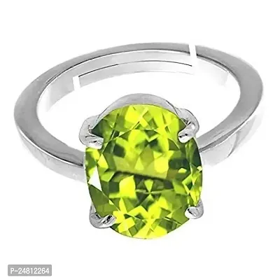 Sidharth Gems 12.00 Carat Certified Natural AAA++ Quality Peridot Loose Gemstone Silver Plated panchdhatu Adjustable Silver Ring for Men and Women { Lab -Approved }-thumb4