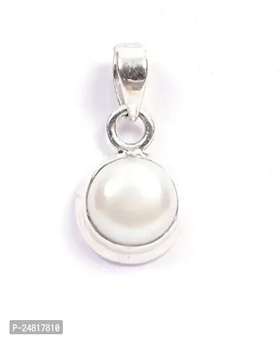 5.25 Ratti 4.55 Carat South Sea Pearl Silver Plated Pendant Locket Moti Stone Natural Certified Gemstone for Men and Women (White