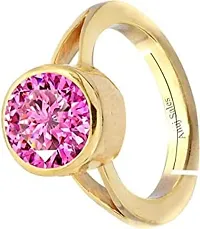 Jemskart 5.25 Ratti Natural Pink Zircon Stone Adjustable Ring American Diamond Original Certified Gemstone Gold Plated Panchdhatu  Ashtadhatu Ring for Men and Women-thumb2