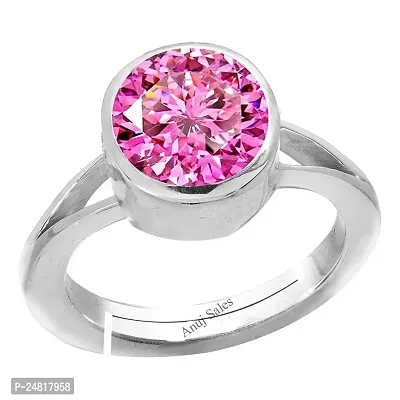 SIDHARTH GEMS 13.25 Ratti 12.25 Carat Natural Pink Zircon Stone Adjustable Ring American Diamond Original Certified Gemstone Silver Plated Panchdhatu  Ashtadhatu Ring for Men and Women