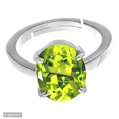 Sidharth Gems 3.00 Ratti Certified Natural Green Peridot Gemstone Silver Plated Adjustable Ring/Anguthi for Men and Women-thumb4