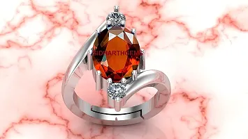 Sidharth Gems A1 Quality 10.70 Carat 11.25 Ratti Natural and Certified Natural Hessonite, Loose Gemstone Garnet Gomed Astrological Gemstone Adjustable Silver Ring for Men and Women-thumb1