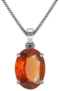 4.25 Ratti 3.47 Carat Hessonite Garnet Stone Ashtdhatu Pendant Original and Certified by GGTL Natural Gomed Gemstone Unheated and Untreated for Astrological Purpose-thumb1