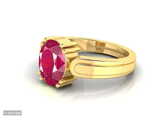 SIDHARTH GEMS 7.50 Carat A+ Quality Natural Burma Ruby Manik Unheated Untreatet Gemstone Gold Ring for Women's and Men's{GGTL Lab Certified}