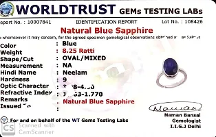 SIDHARTH GEMS Blue Sapphire/Neelam 10.25 Ratti 9.62 crt Stone Panchdhatu Adjustable Ring for Women-thumb1