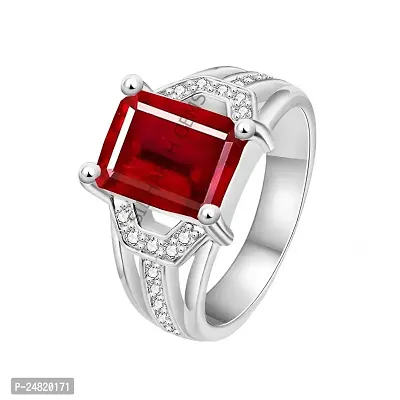 SIDHARTH GEMS 2.25 Ratti 1.50 Carat Ruby Manik Original Certified Silver Plated Gemstone Ring With Lab Certificate