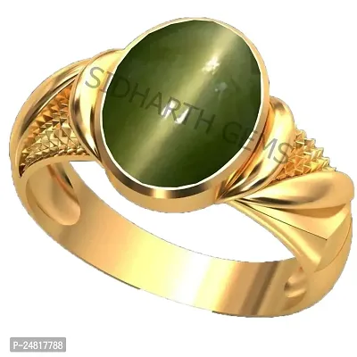 SIDHARTH GEMS 7.25 Ratti 6.44 Carat A+ Quality Cat's Eye Gemstone Gold Ring For Men and Women's