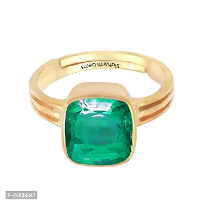 SIDHARTH GEMS 6.25 Ratti 5.00 Carat Certified Natural Emerald Panna Panchdhatu Adjustable Rashi Ratan Gold Plating Ring for Astrological Purpose Men  Women-thumb3