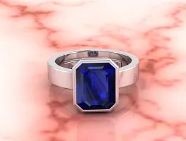 SIDHARTH GEMS Certified Unheated Untreatet 5.25 Ratti 4.25 Carat A+ Quality Natural Blue Sapphire Neelam Gemstone Gold Plated Adjustable Ring for Women's and Men's-thumb1