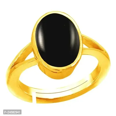 Sidharth Gems 100% Certified 10.25 Ratti / 9.00 Carat Natural Black Hakik Adjustable Ring (Sulemani Hakik Gold Plated 100% Gemstone by Lab Certified(Top AAA+) Quality for Men and Women-thumb0