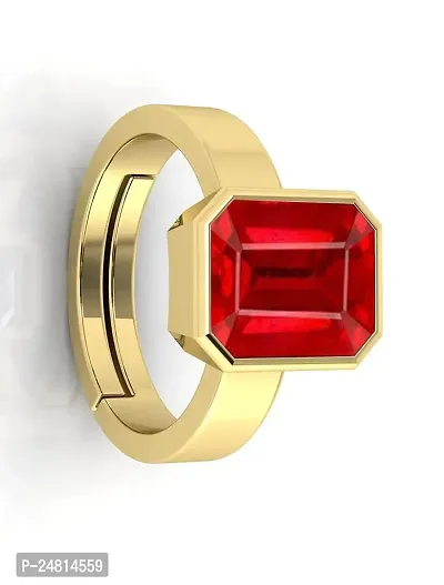 Sidharth Gems 7.25 Ratti 6.25 Carat Natural Ruby Manik Loose Gemstone Gold Plated Birthstone Astrology Rashi Ratan Adjustable Ring for Men  Women-thumb2