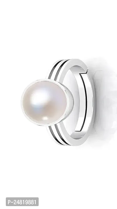 7.25 Ratti 6.00 Carat Natural Pearl Certified moti Adjustable panchhdhaatu/Ashtadhatu Silver Plated Ring for Men and Women-thumb3