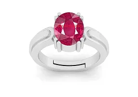 SIDHARTH GEMS 11.25 Ratti / 10.00 Carat Ruby (Manik/Manikya/Maneek) Gemstone Panchdhatu White Silver Plated Ring for Astrological Purpose {Lab - Teseted}-thumb3