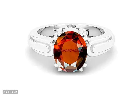 Sidharth Gems A1 Quality 10.70 Carat 11.25 Ratti Natural and Certified Natural Hessonite, Loose Gemstone Garnet Gomed Astrological Gemstone Adjustable Silver Ring for Men and Women-thumb4