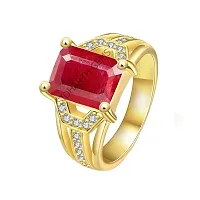 Jemskart Super Quality Burma Ruby Stone 6.50 Ratti with Lab Tested Certified untreated Natural Manik Gemstone manikya Gold Plated Adjustable Ring for Women and Men-thumb1