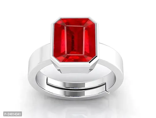 Super Quality Burma Ruby Stone 7.00 Ratti with Lab Tested Certified untreated Unheated Natural Manik Gemstone manikya Silver Plated Adjustable Ring for Women and Men