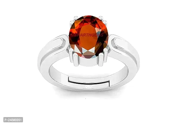 Sidharth Gems 14.00 Carat Certified A+ Quality Natural Hessonite Garnet Gomed Adjustable Silver Ring Loose Gemstone for Women's and Men's-thumb2