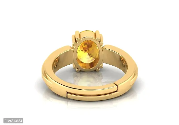 Sidharth Gems 14.25 Ratti 13.00 Carat Unheated Untreatet A+ Quality Natural Yellow Sapphire Pukhraj Gemstone Gold Plated Ring for Women's and Men's {Lab Certified}-thumb5