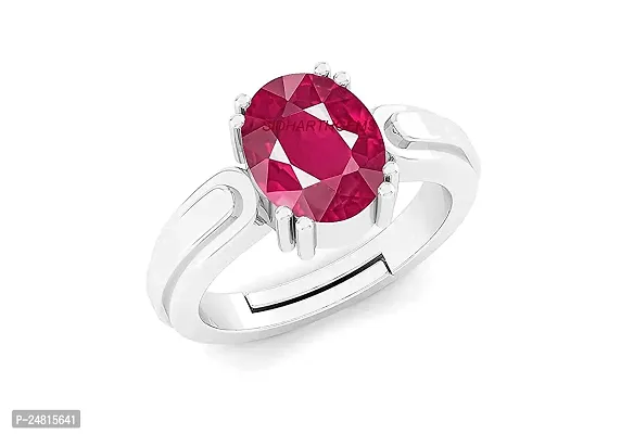 Sidharth Gems 7.25 Ratti 6.00 Carat A+ Quality Natural Burma Ruby Manik Unheated Untreatet Gemstone Silver Plated Ring for Women's and Men's(GGTL Lab Certified)-thumb3