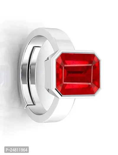 Sidharth Gems 11.00 Ratti A+ Quality Natural Burma Ruby Manik Unheated Untreatet Gemstone Silver Plated Ring for Women's and Men's{GGTL Lab Certified}-thumb2