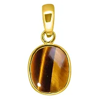 Tiger's Eye Stone Ashtadhatu Pendant 6.25 Ratti Rashi Ratna Natural and Certified Locket Unheated and Untreated Gems for Astrological Purpose for Men and Women-thumb2