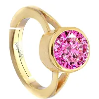 JEMSKART 8.25 Ratti 7.25 Carat Natural Pink Zircon Stone Adjustable Ring American Diamond Original Certified Gemstone Gold Plated Panchdhatu  Ashtadhatu Ring for Men and Women-thumb1