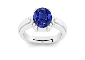 SIDHARTH GEMS Unheated Untreatet 7.25 Ratti 6.00 Carat AAA+ Quality Natural Blue Sapphire Neelam Silver Plated Adjustable Gemstone Ring for Women's and Men's {Lab - Certified}-thumb2