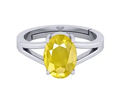 SIDHARTH GEMS 7.55 carat A+ Quality Natural Yellow Sapphire Pukhraj Gemstone Silver Plated Ring for Women's and Men's (Lab Certified)-thumb2