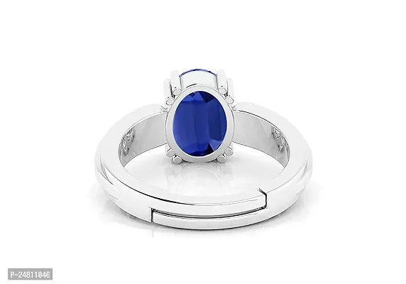 SIDHARTH GEMS Blue Sapphire Silver Plated Ring 15.25 Ratti 14.00 Carat Unheated and Untreated Neelam Natural Ceylon Gemstone for Men and Women-thumb5